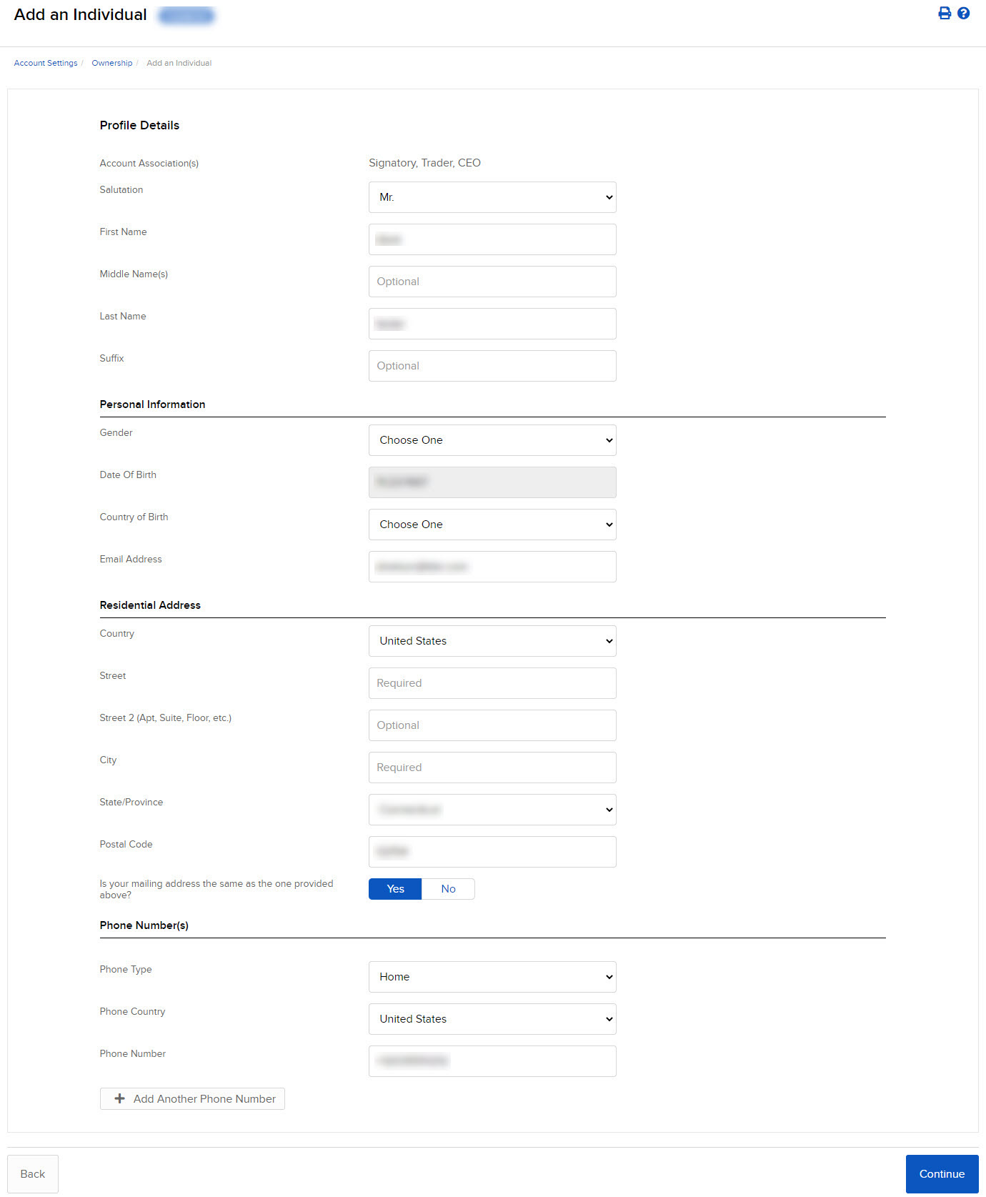 The owndership add an individual panel in broker portal. 